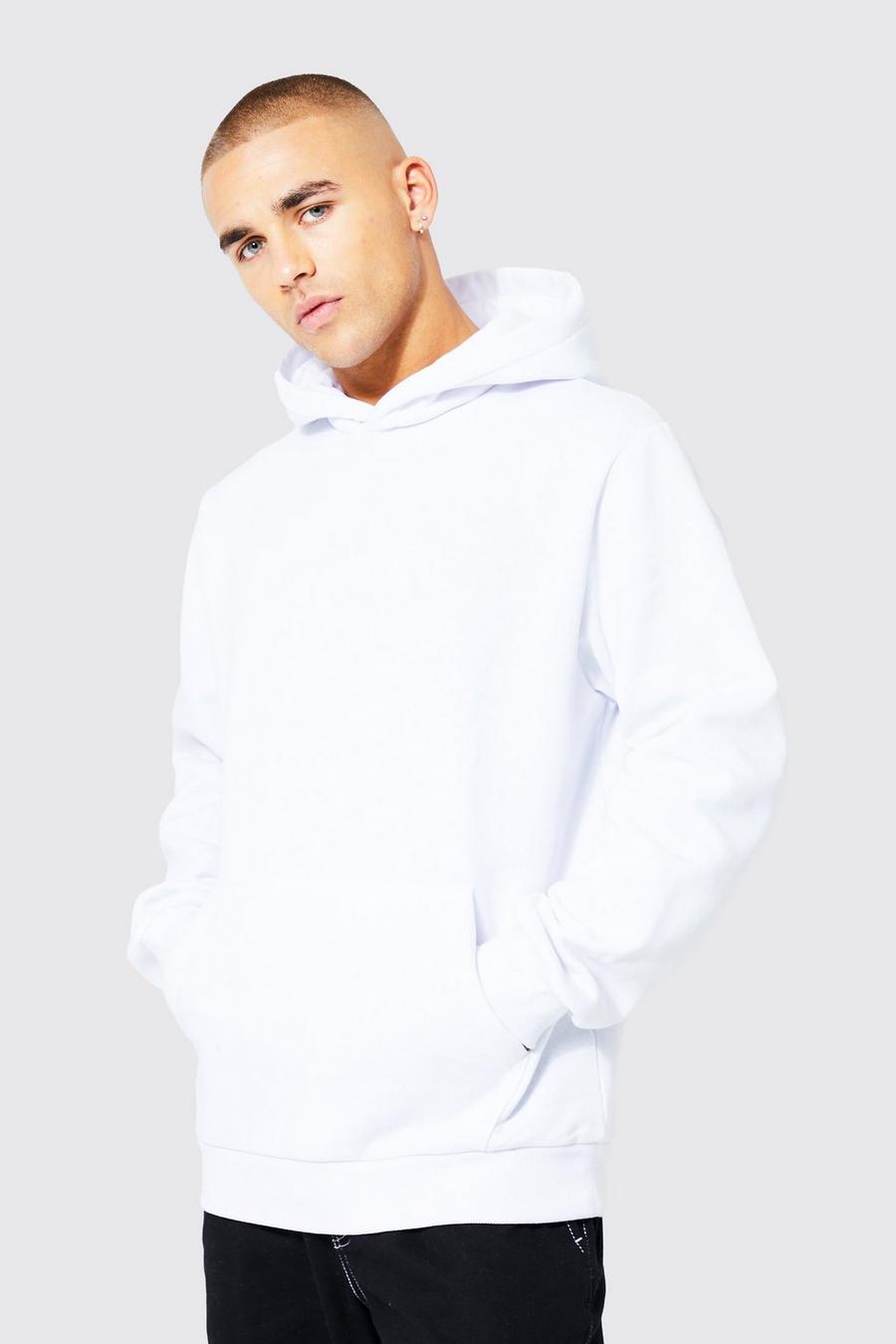 White Basic Over The Head Hoodie image number 1