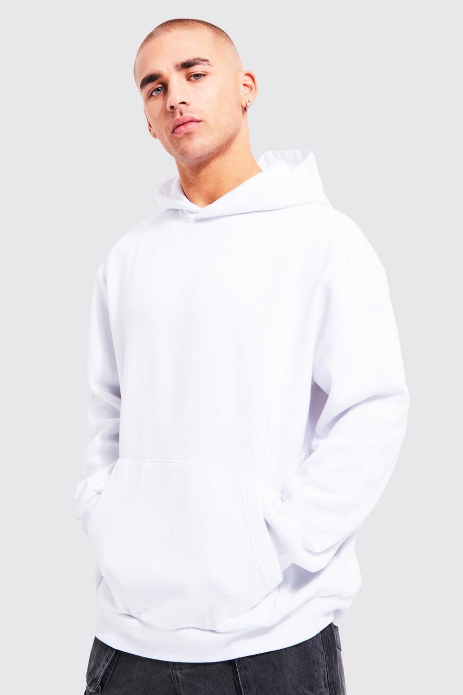 White Basic Oversized Over The Head Hoodie image number 1