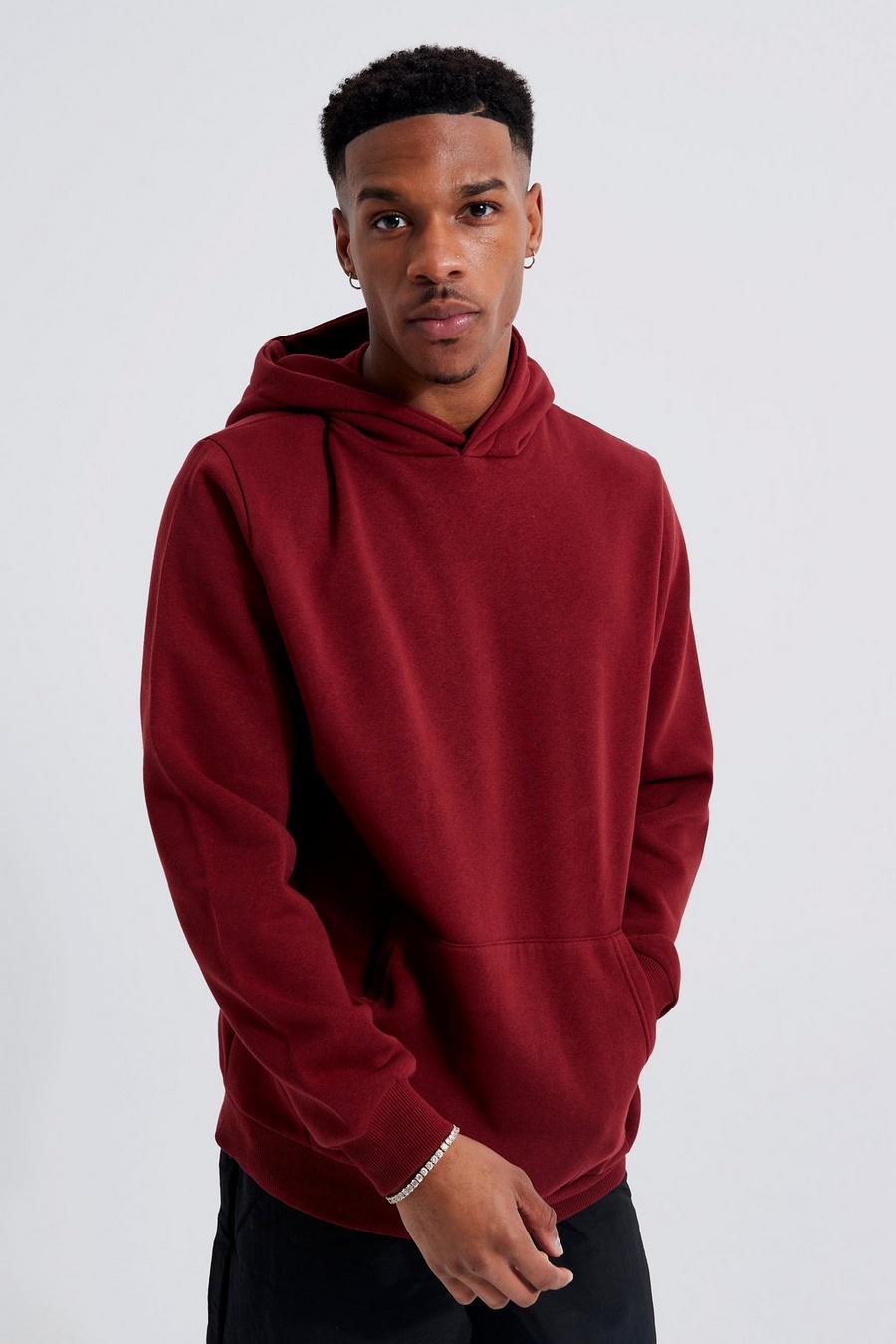 Burgundy Basic Over The Head Hoodie image number 1