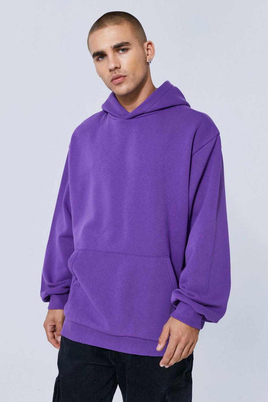 Purple Basic Oversized Over The Head Hoodie image number 1