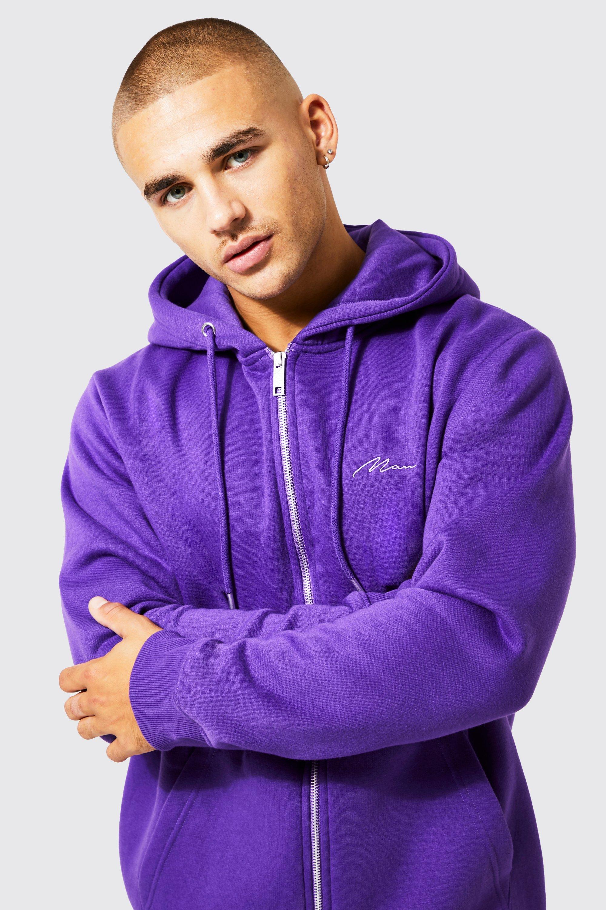 Man Signature Zip Through Hoodie boohoo CA