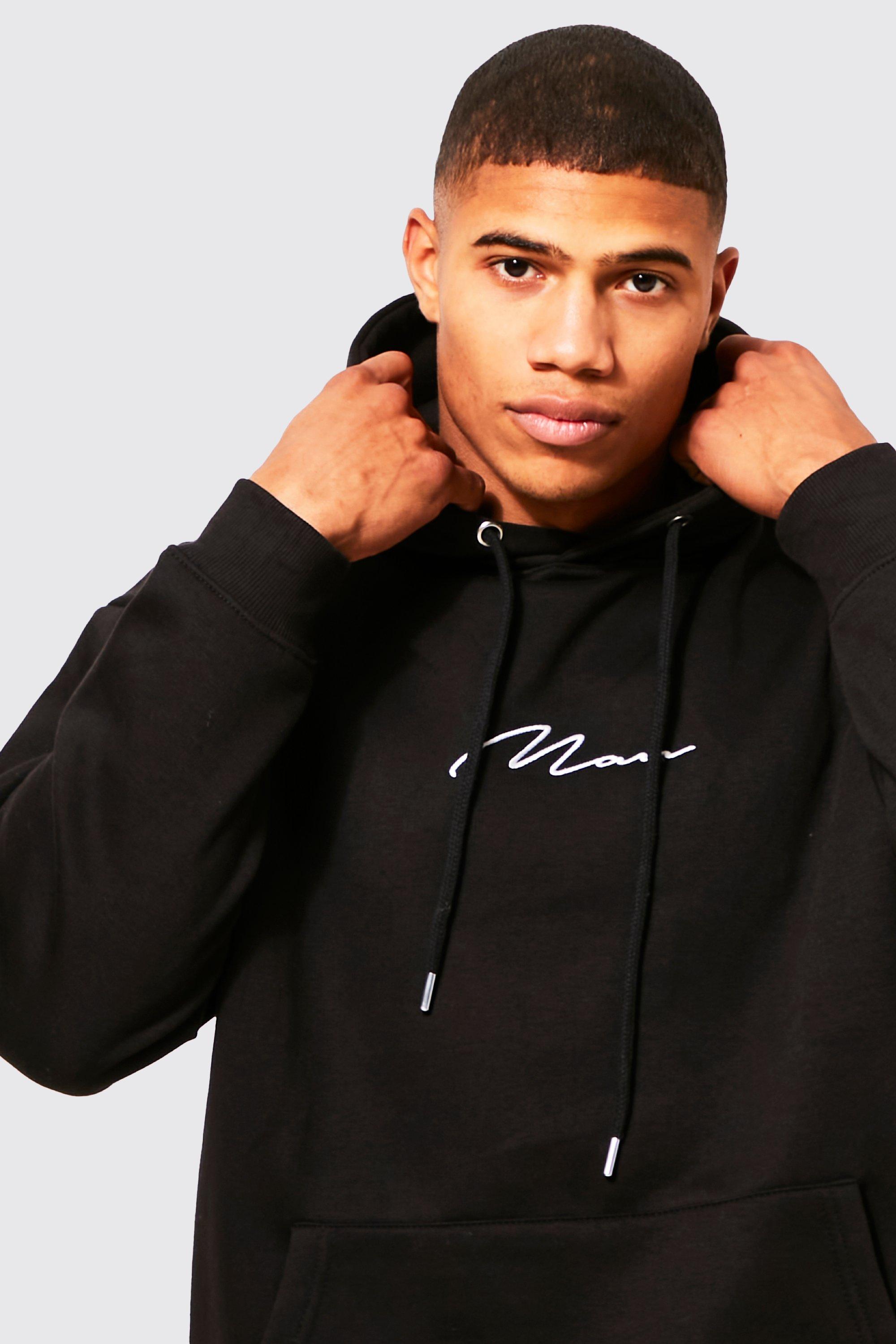 Man Signature Embroidered Hoodie