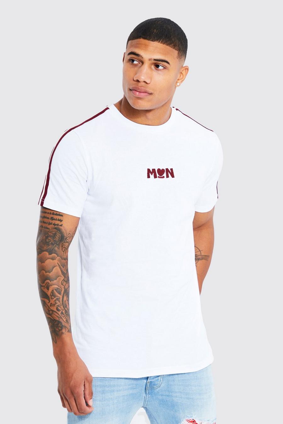 White Slim Fit Man T-shirt With Tape image number 1