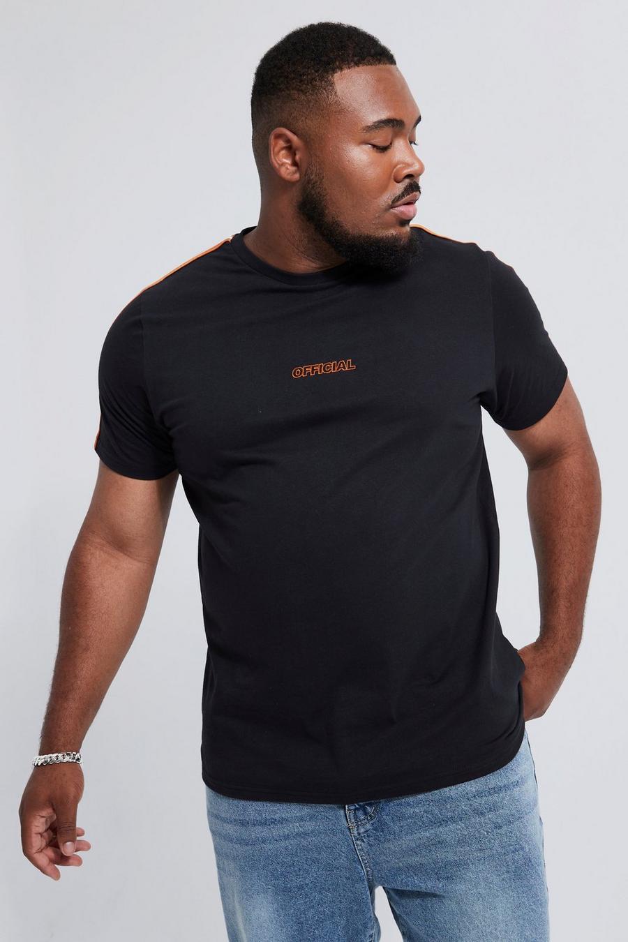 Black Plus Slim Fit Man T-shirt With Tape image number 1