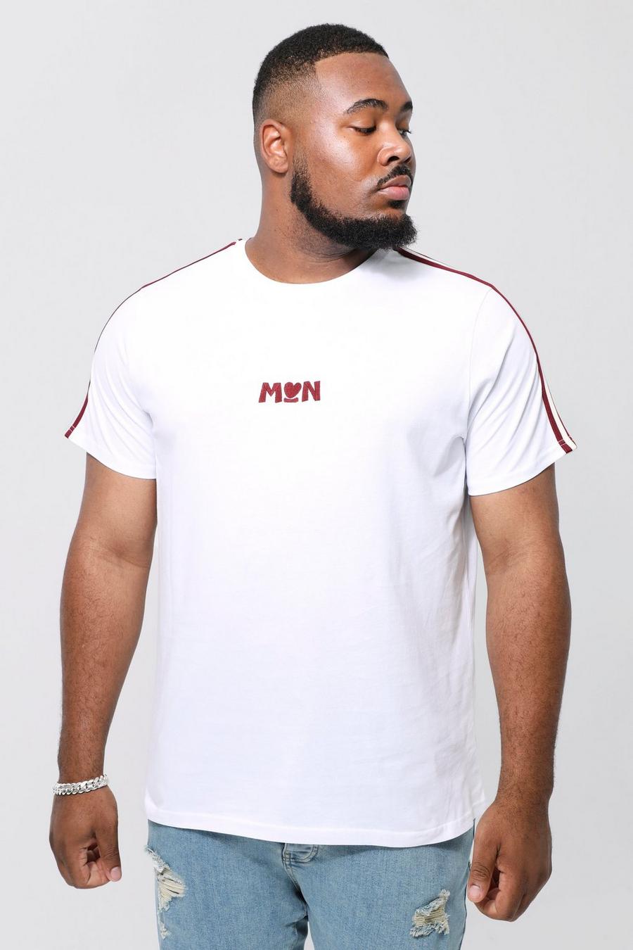 Camiseta Plus ajustada con cinta MAN, White blanco image number 1