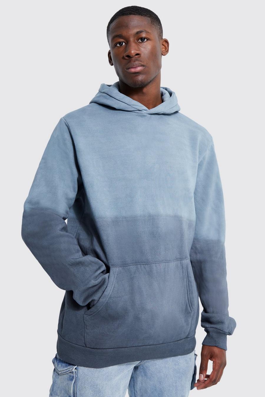 Charcoal grey Tall Oversized Ombre Tie Dye Hoodie