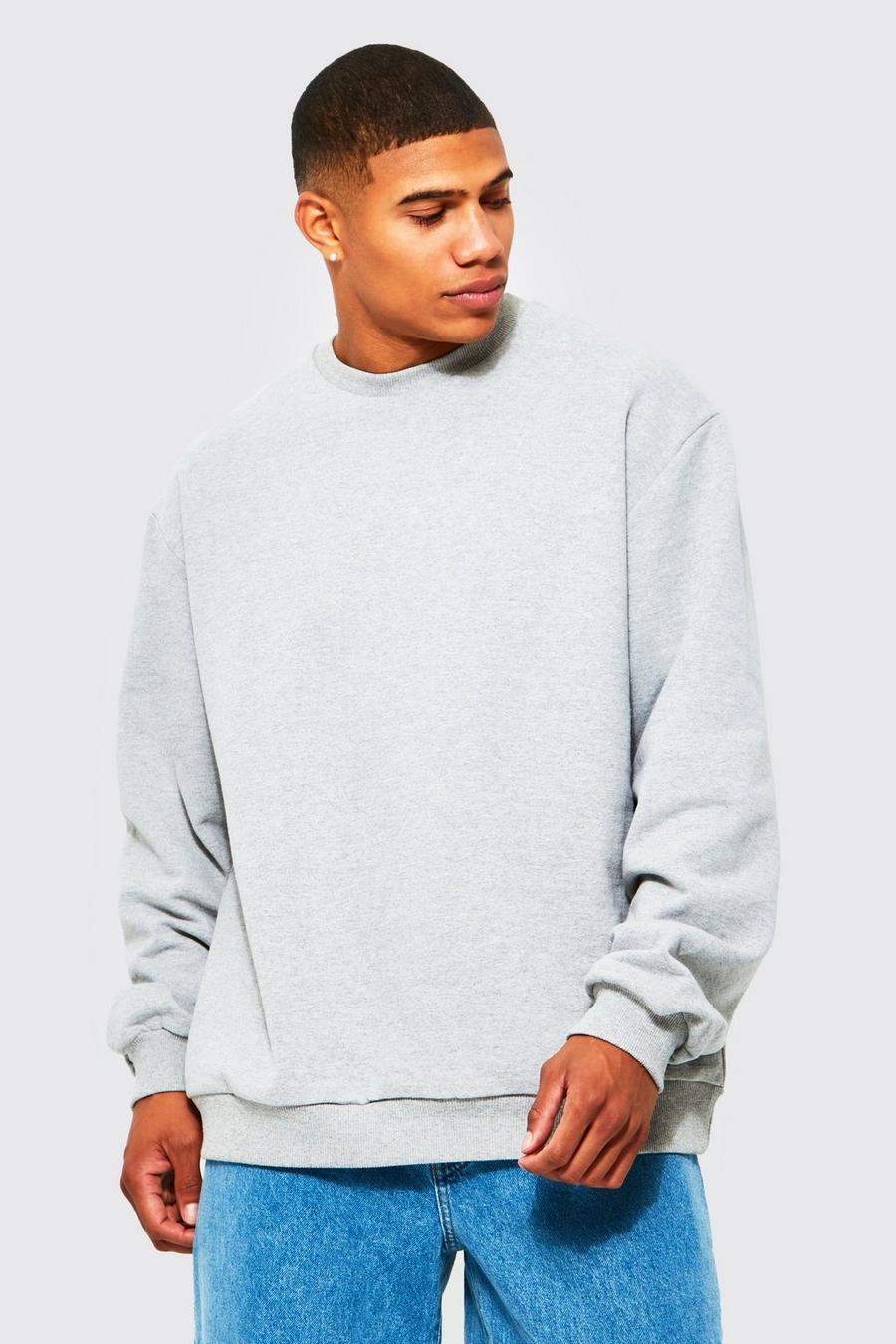 Grey marl Basic Sweatshirt med rund hals image number 1