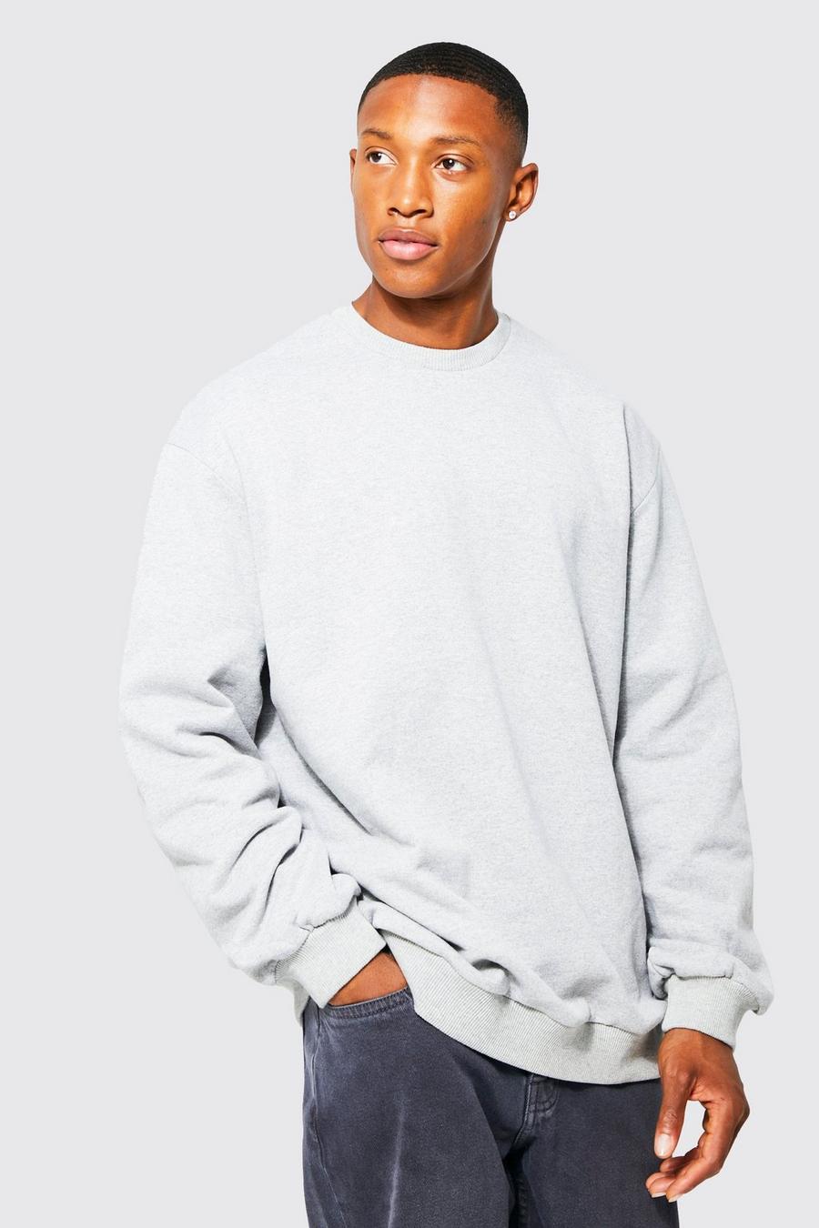 Grey marl Basic Oversize sweatshirt med rund hals image number 1