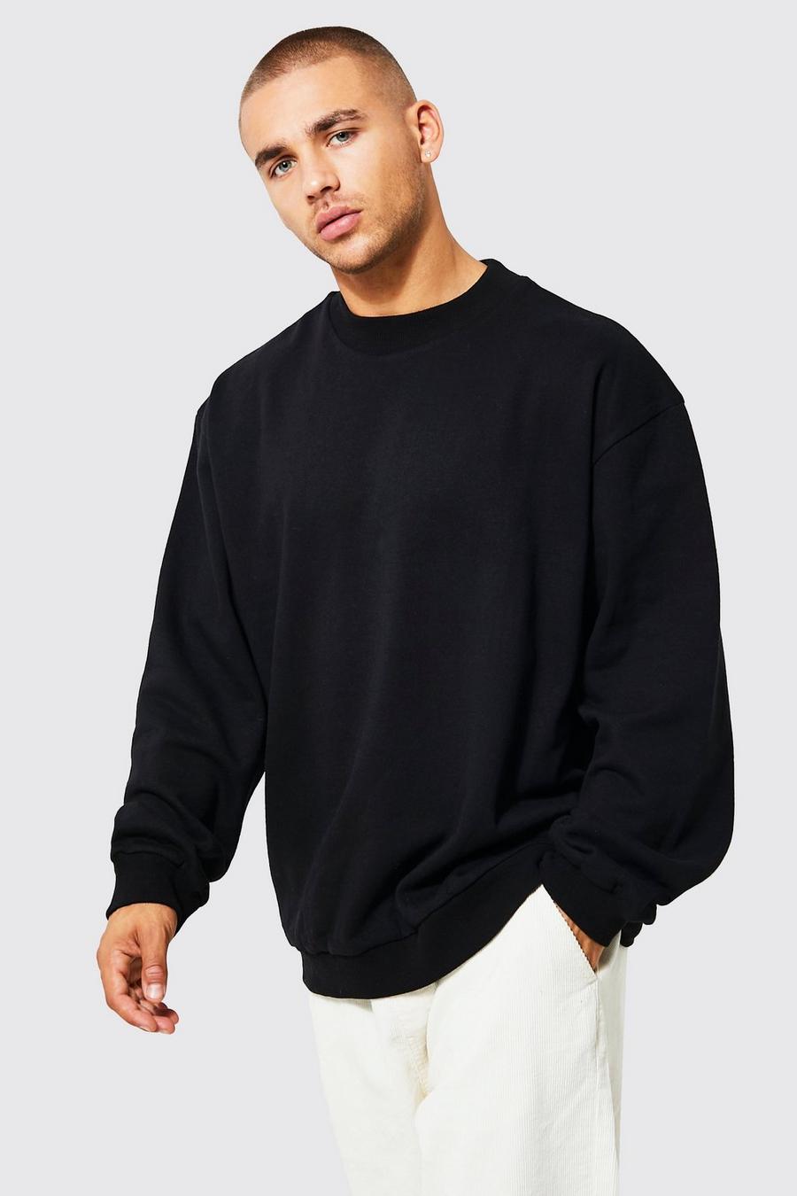 Black svart Oversize sweatshirt med hög halsmudd