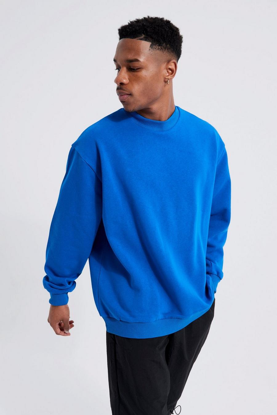 Cobalt blå Oversized Extended Neck Sweatshirt image number 1