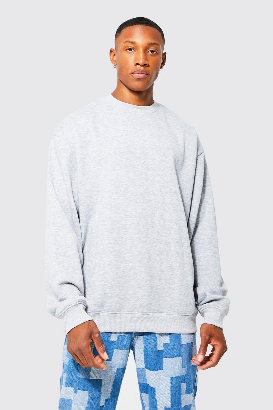 Grey marl Basic Oversized Crew Neck Sweatshirt