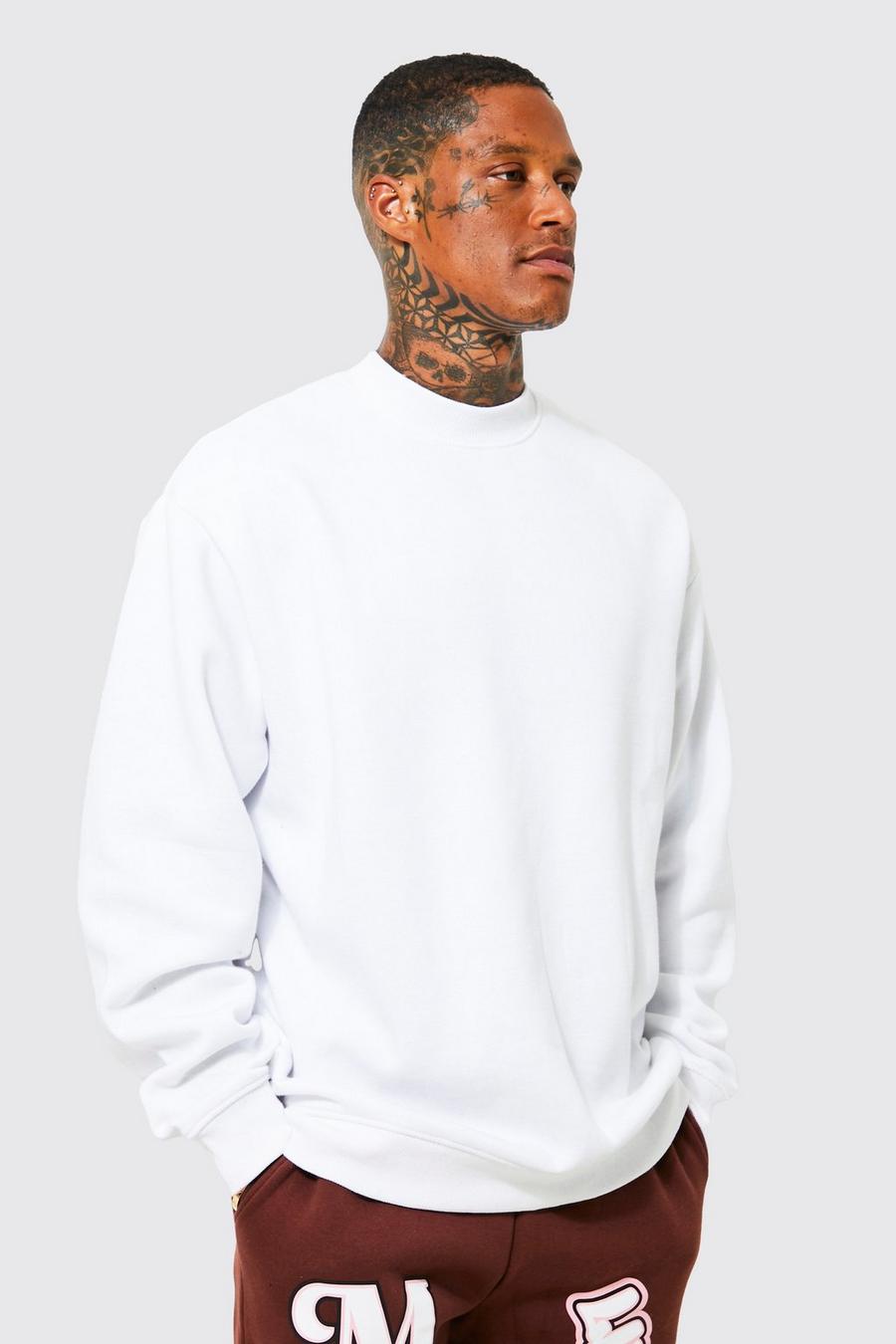 White Oversized Extended Neck Sweatshirt