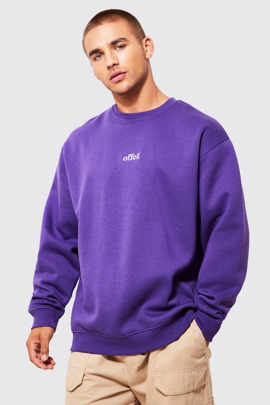 Purple Oversized Offcl Crew Neck Sweatshirt image number 1