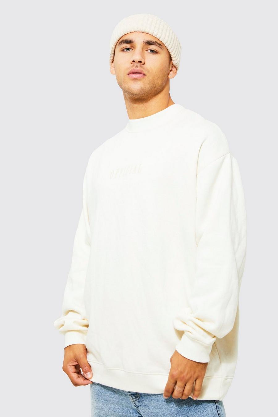 Ecru vit Oversized Official Extended Neck Sweatshirt