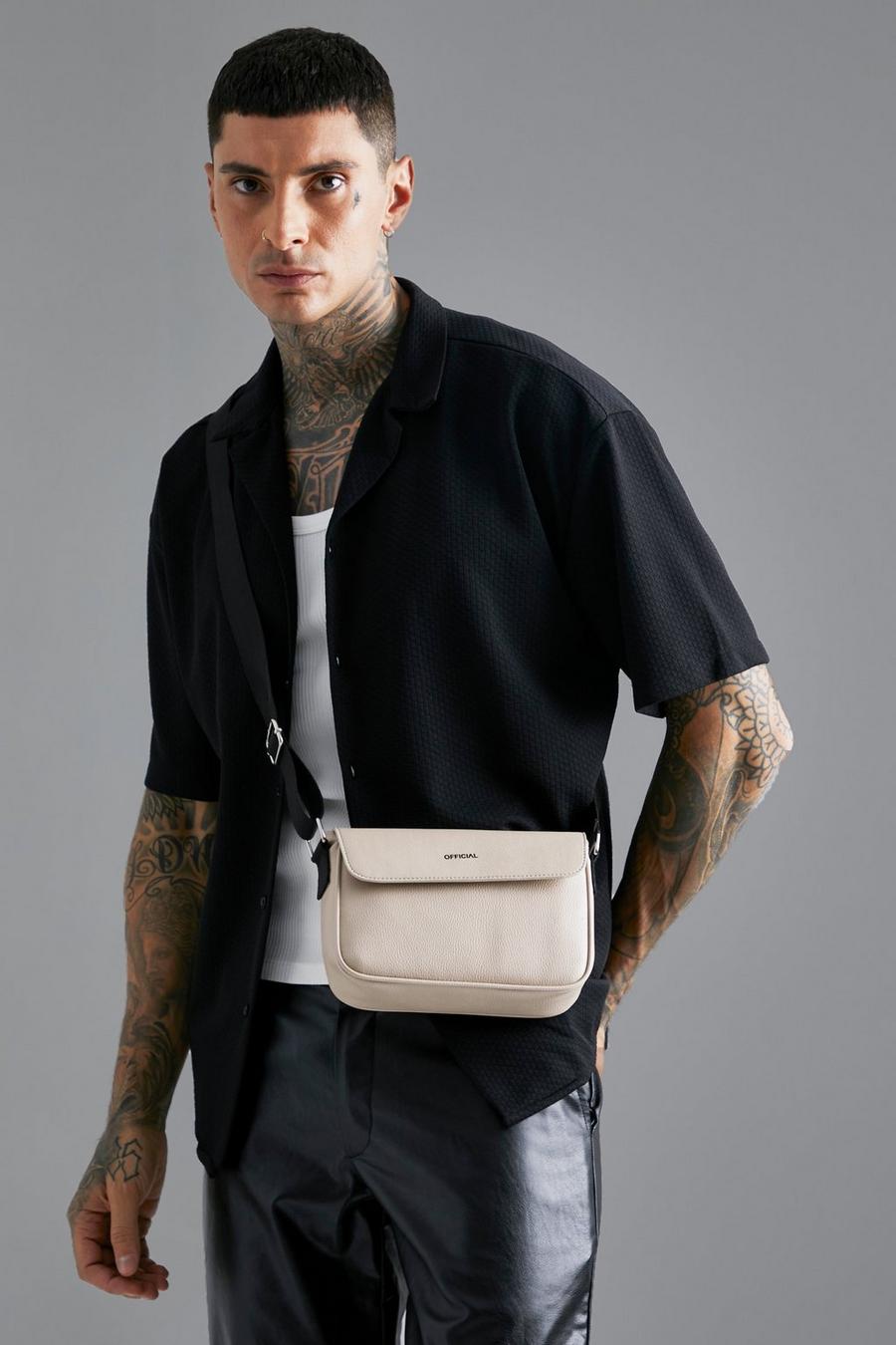 Ecru weiß Official Smart Faux Leather Cross Body Bag