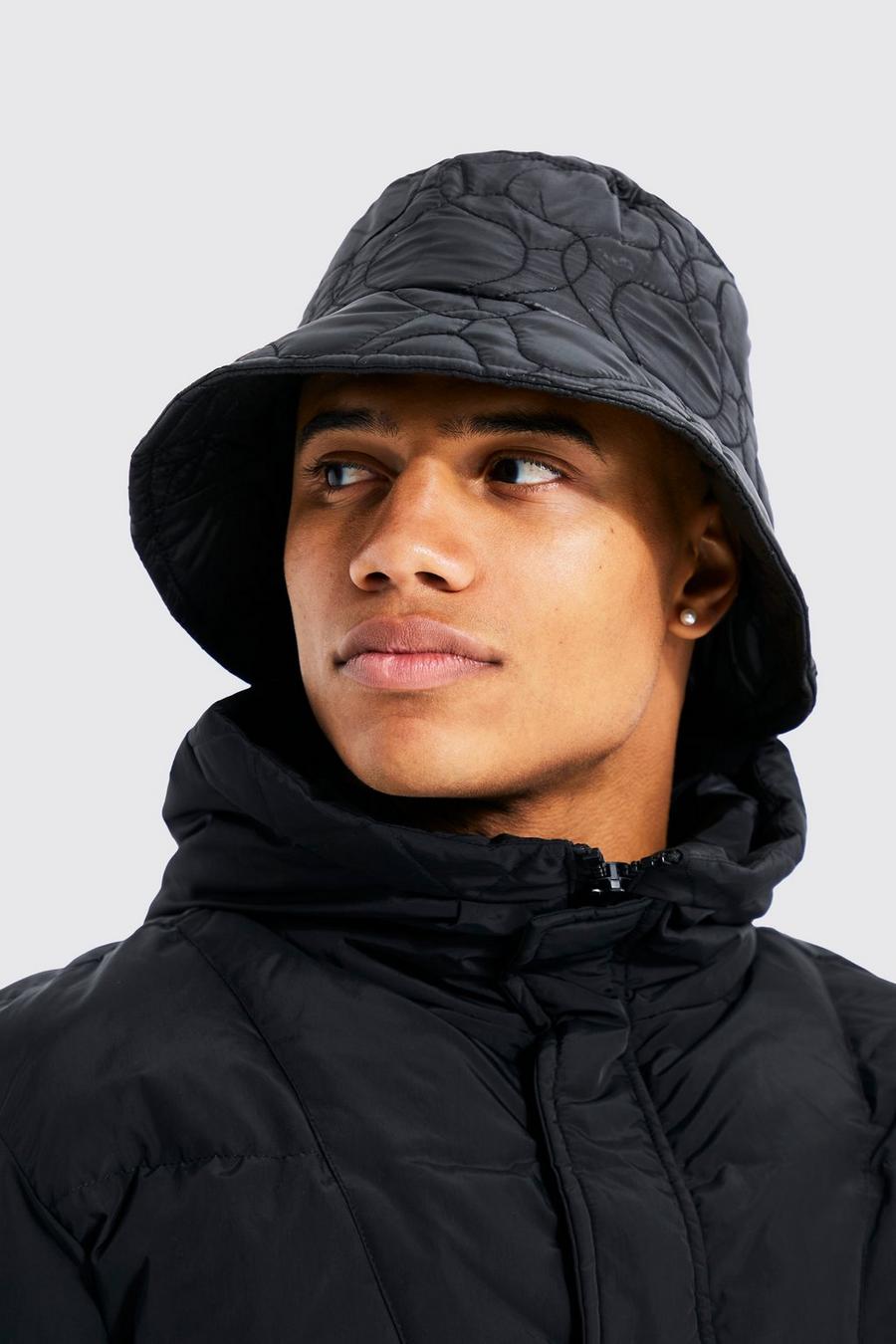 Black Quilted Nylon Bucket Hat image number 1