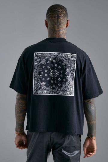 Black Oversized Boxy Bandana Graphic T-shirt