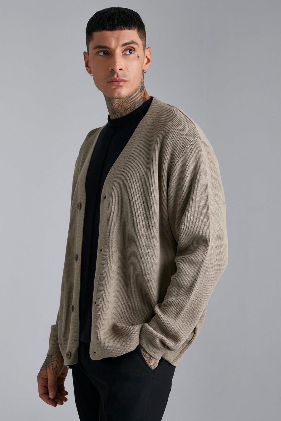 Cardigan ample en maille, Taupe image number 1