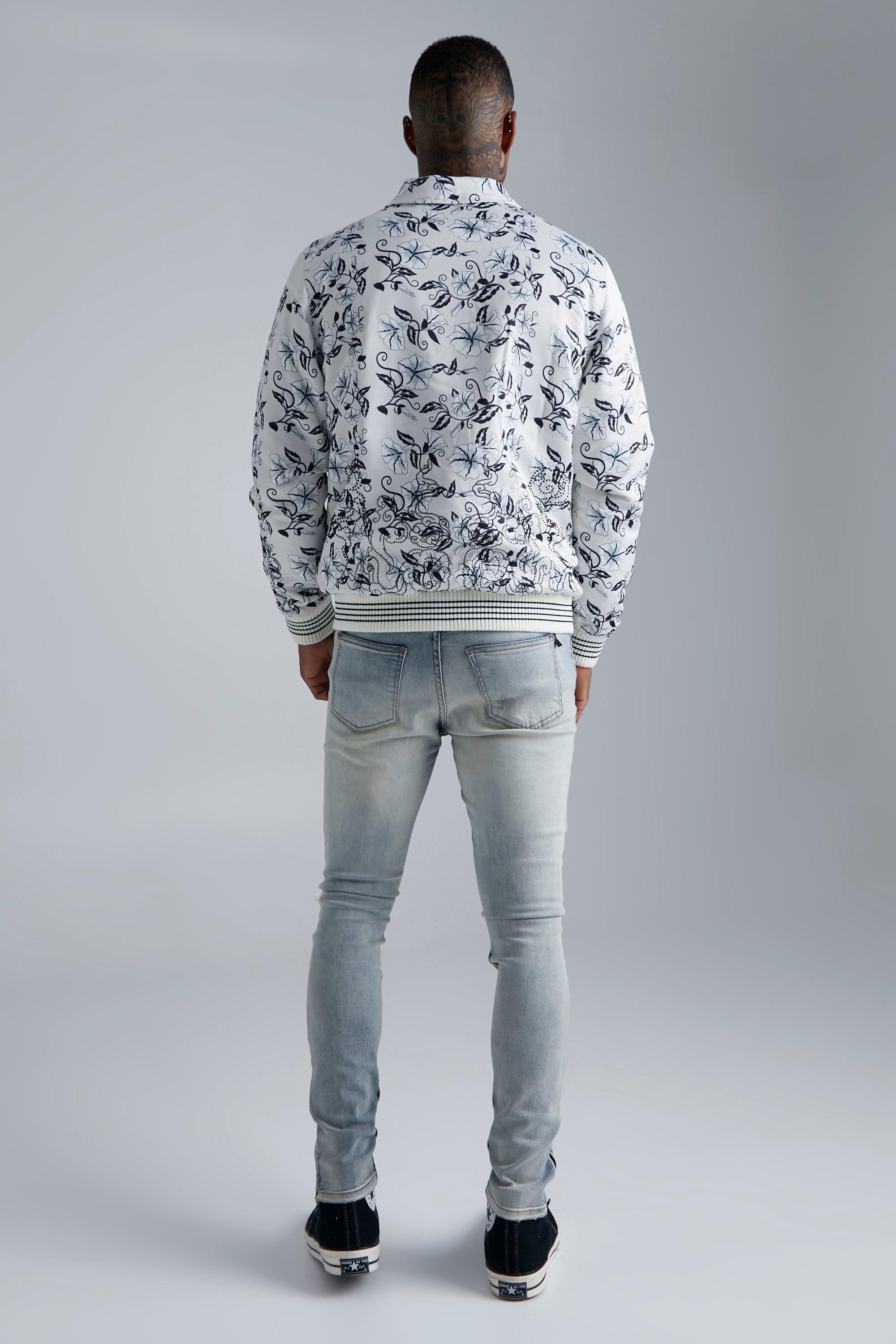 White floral bomber clearance jacket