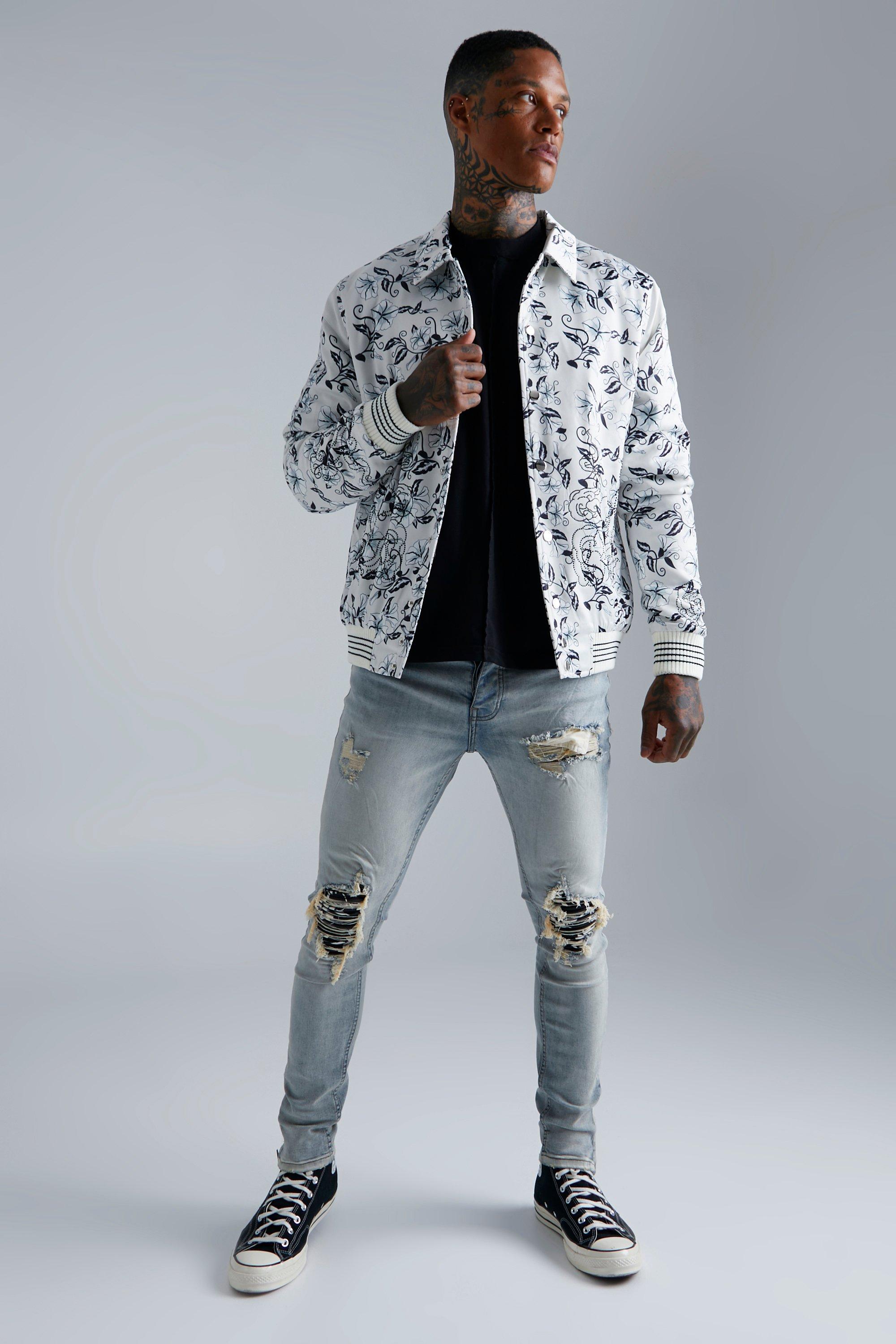 Floral satin 2025 bomber jacket