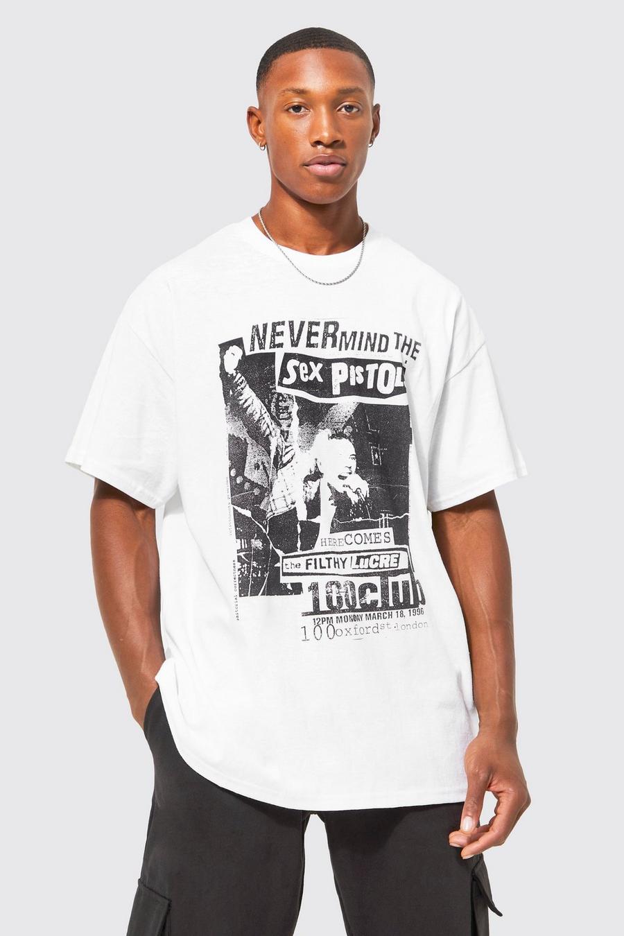 White Oversized Sex Pistols License T-shirt image number 1