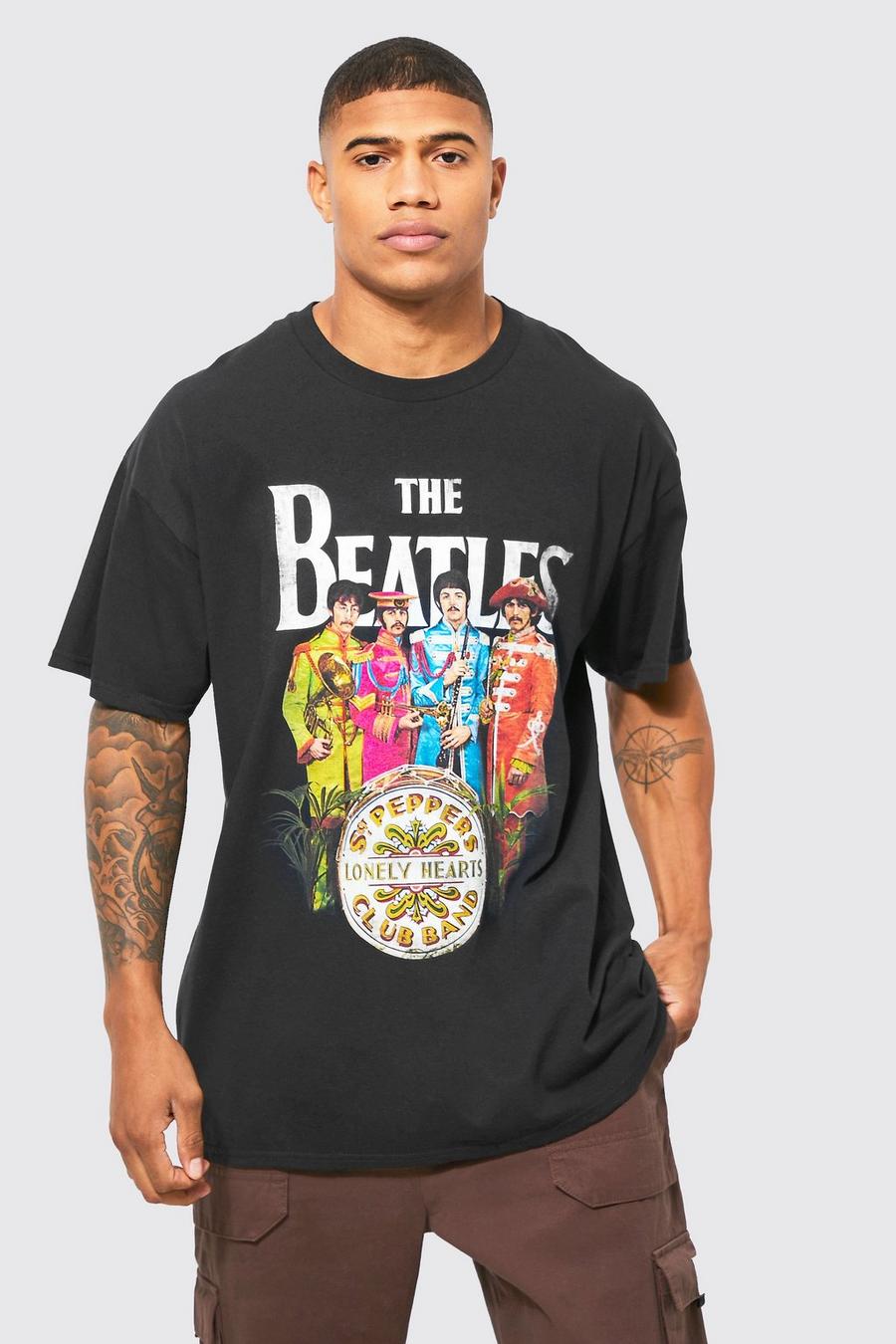 Camiseta oversize con estampado de los Beatles, Black negro image number 1
