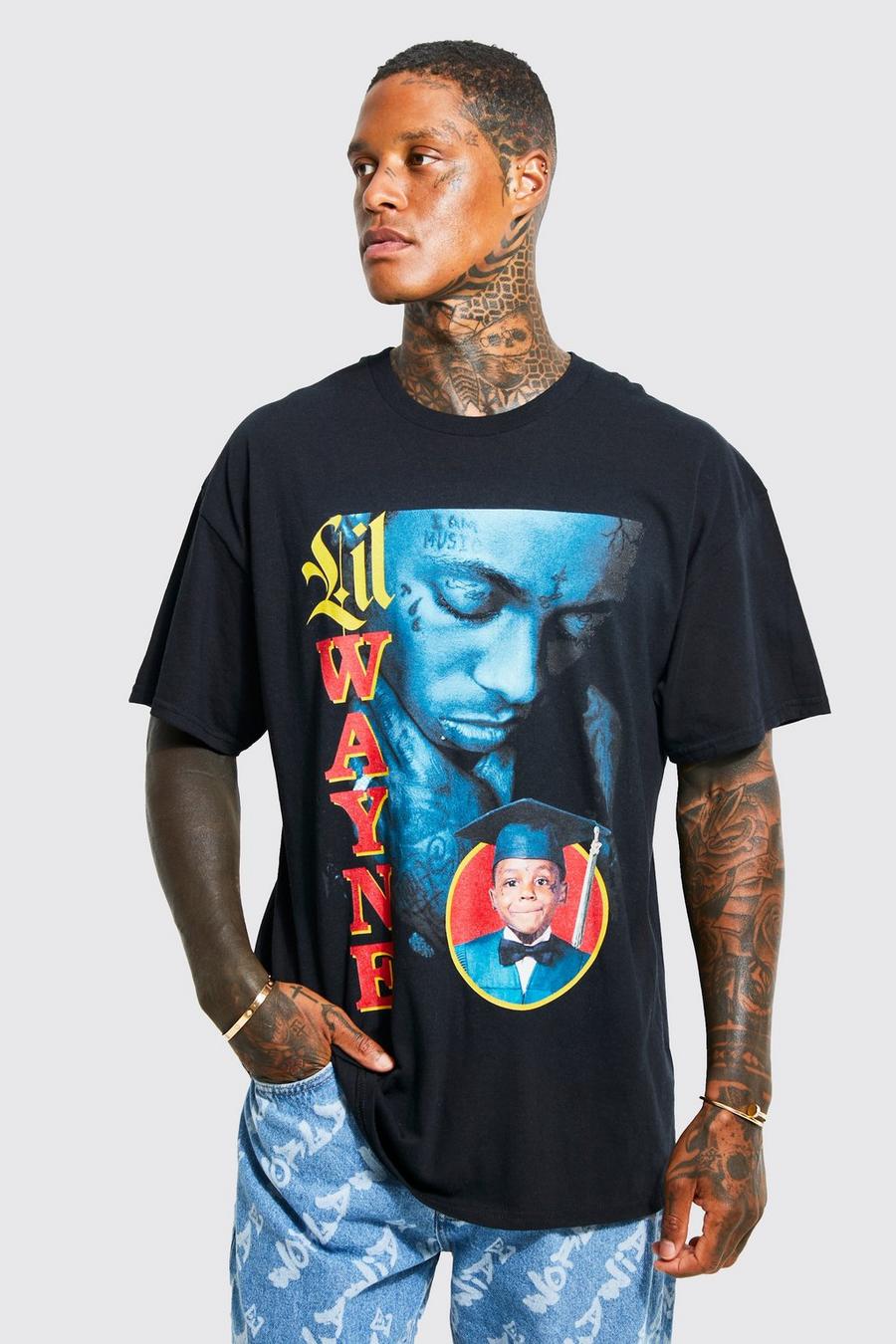 Black svart Lil Wayne Oversize t-shirt med tryck image number 1