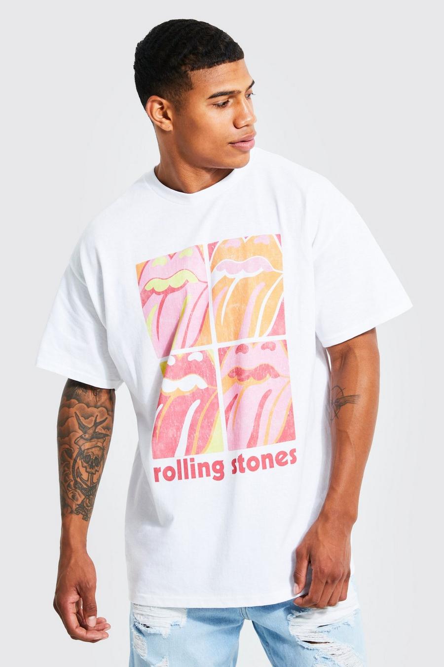 White weiß Oversized Rolling Stones License T-shirt