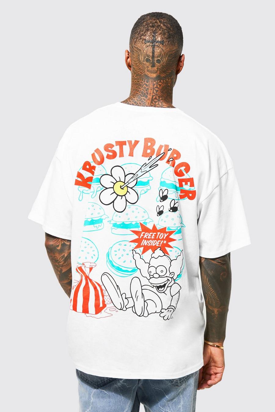Camiseta oversize con estampado de Krusty Burger, White bianco image number 1