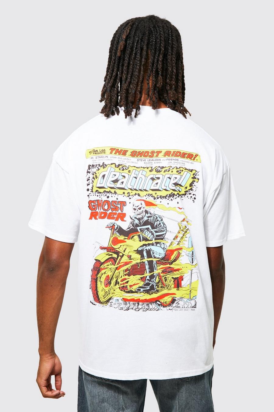 White blanc Oversized Ghost Rider License T-shirt