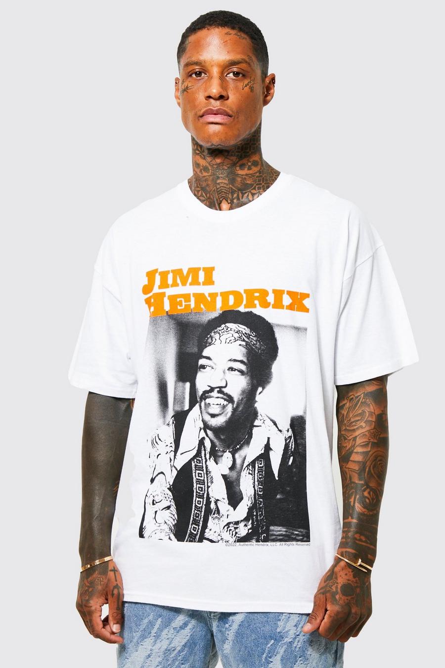 White Oversized Jimi Hendrix License T-shirt image number 1
