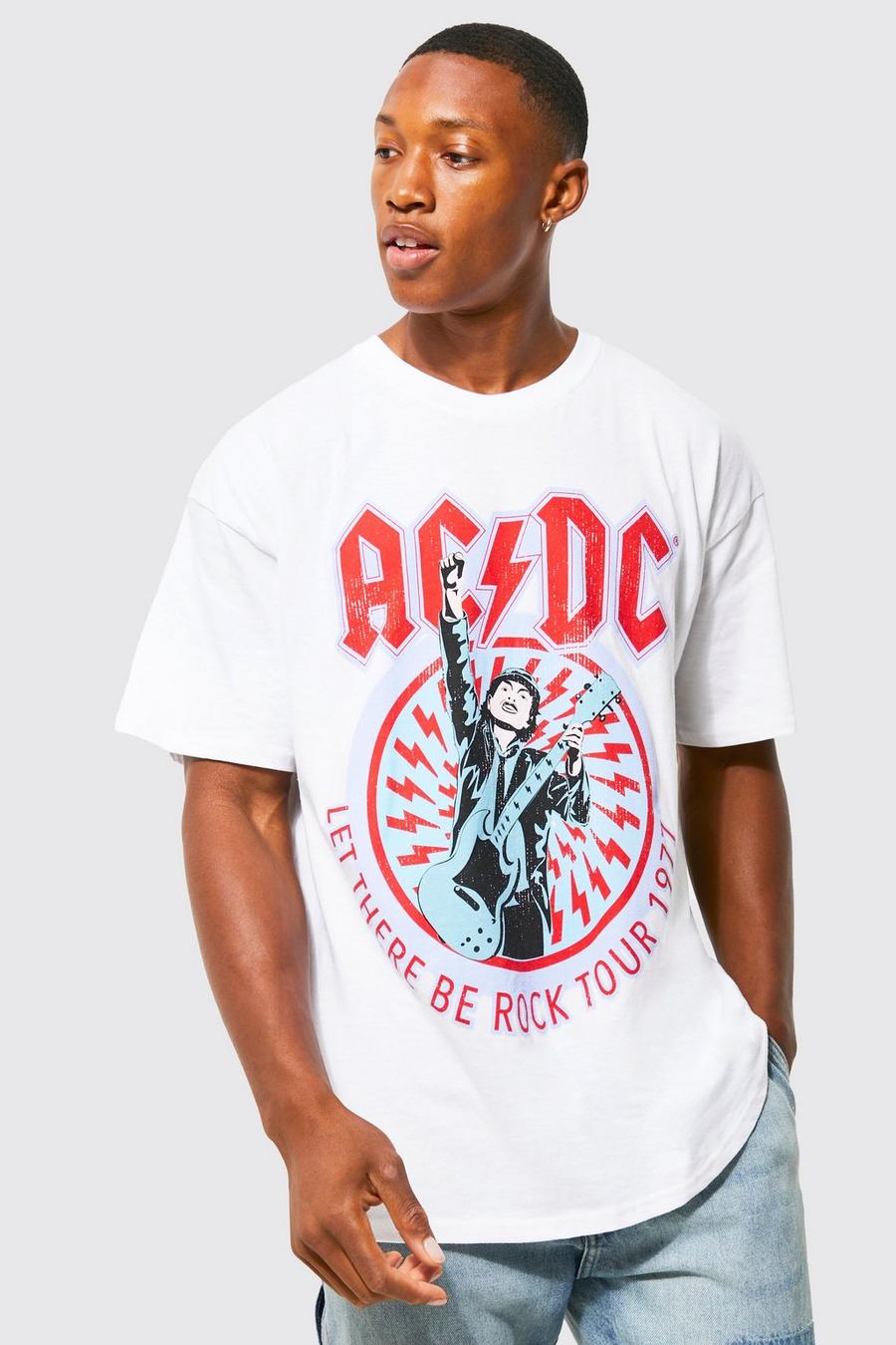 White Oversized Ac Dc License T-shirt