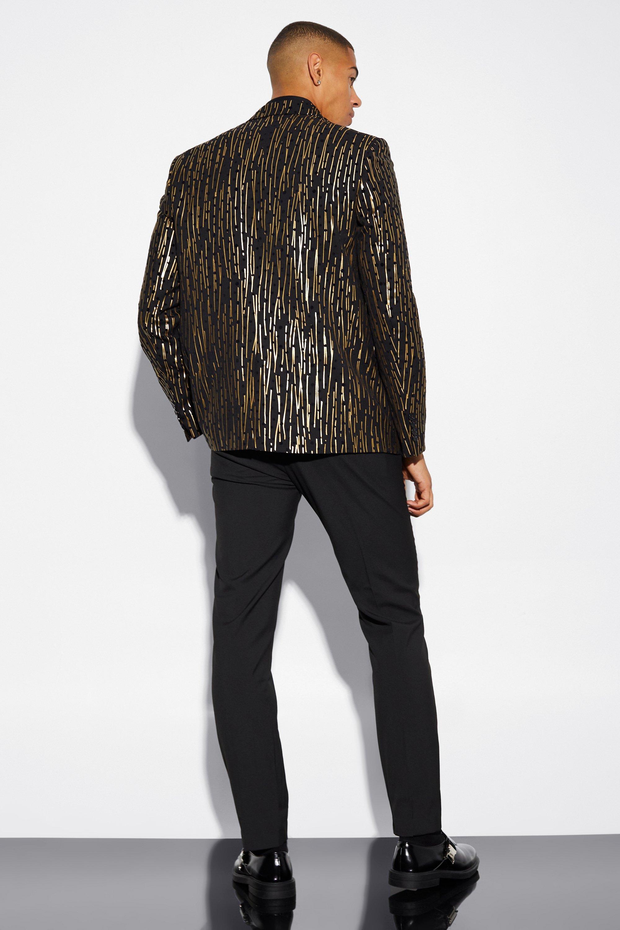 Oversized Boxy Gold Metallic Stripe Blazer | boohoo