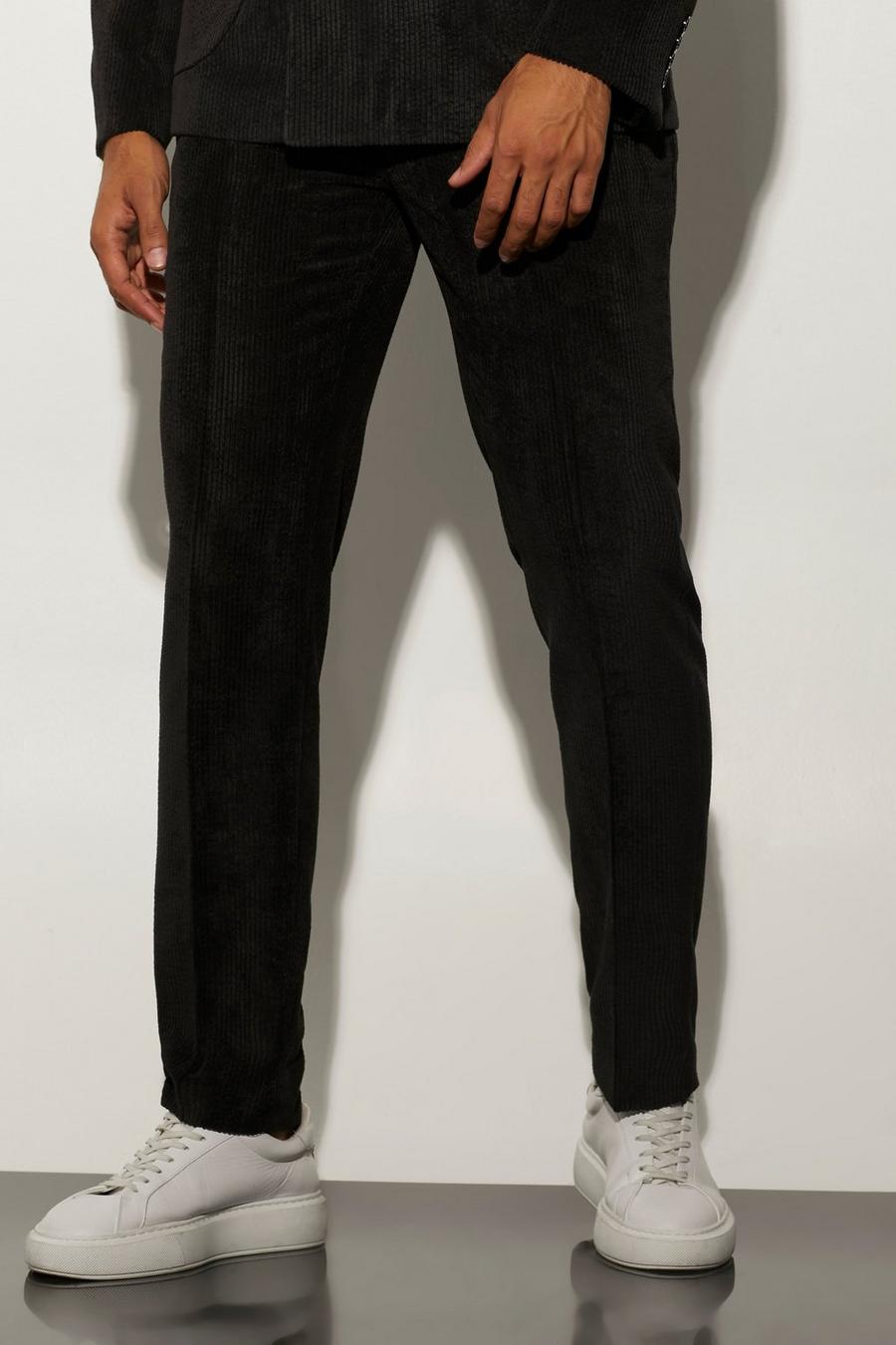 שחור מכנסי חליפה קורדרוי בגזרה צרה image number 1