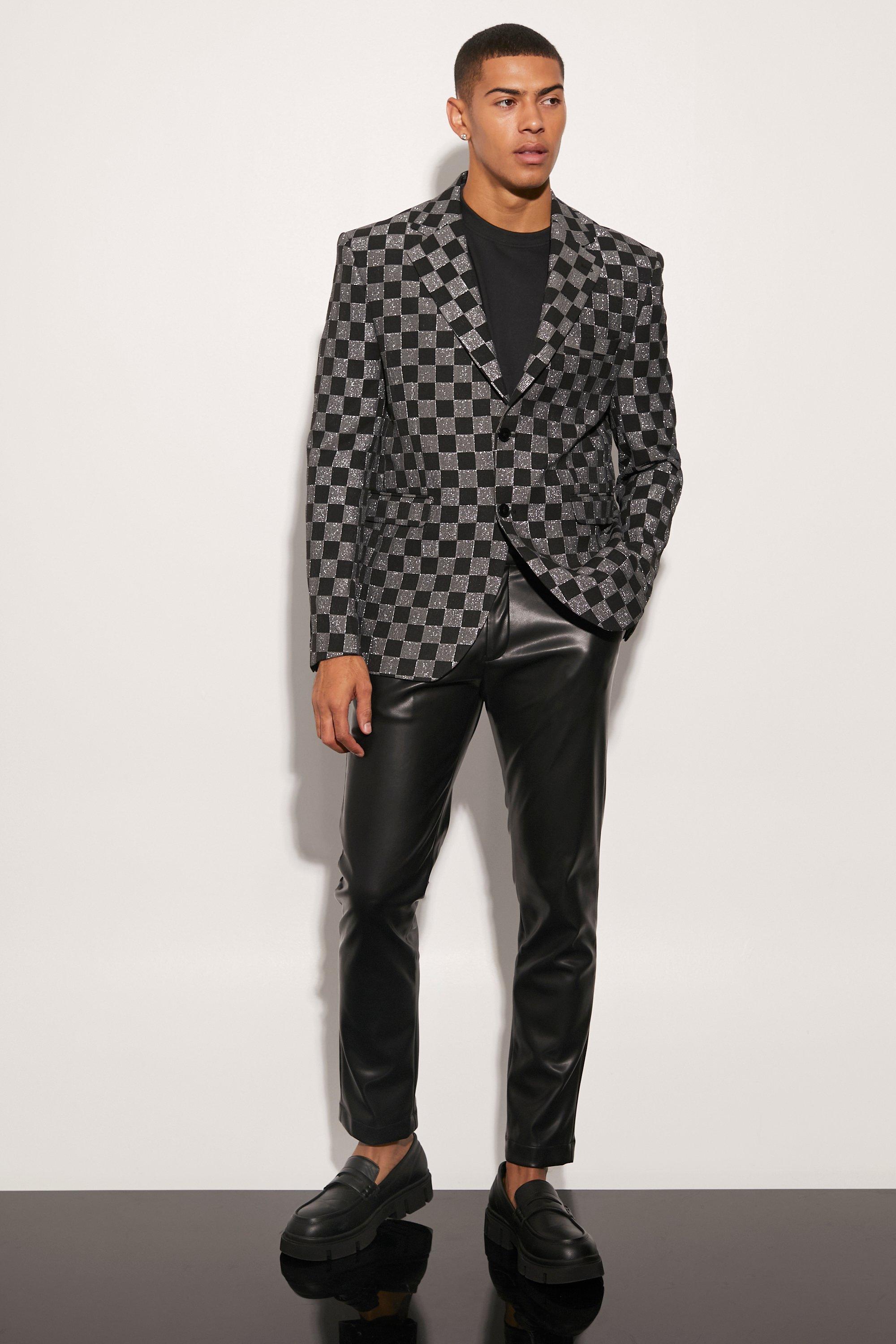 Oversized Boxy Checkerboard Blazer