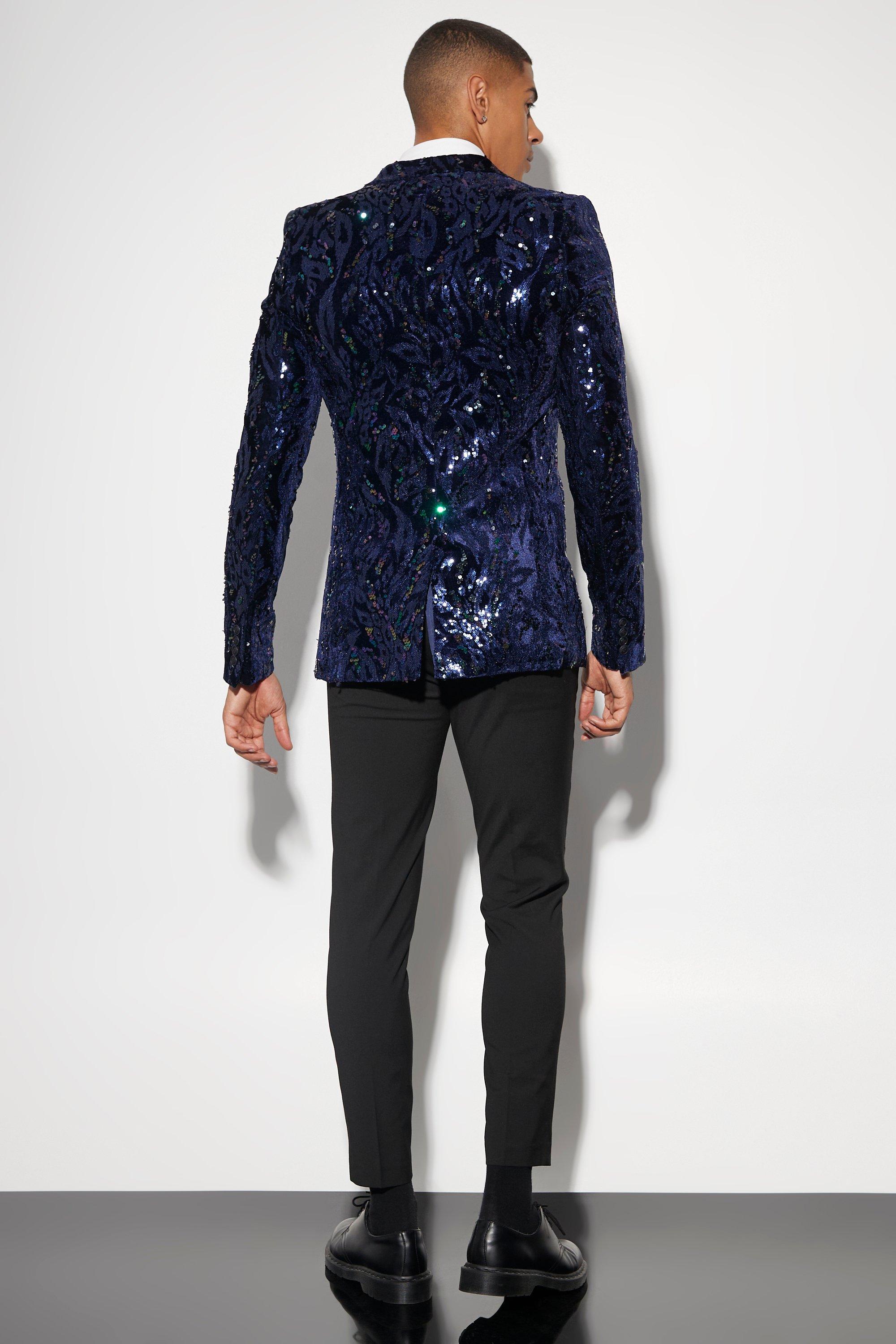 Navy sequin clearance blazer