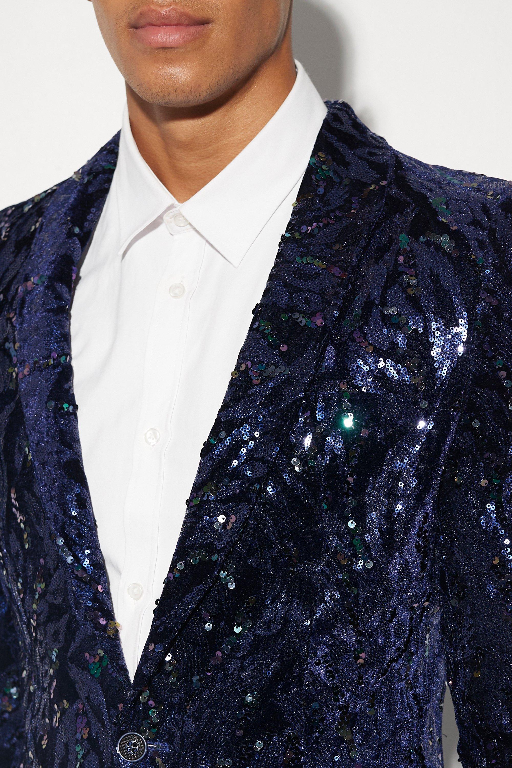 Black Sequin Shinny Shirt Jacket Men Casual Oversized Mens Blazer