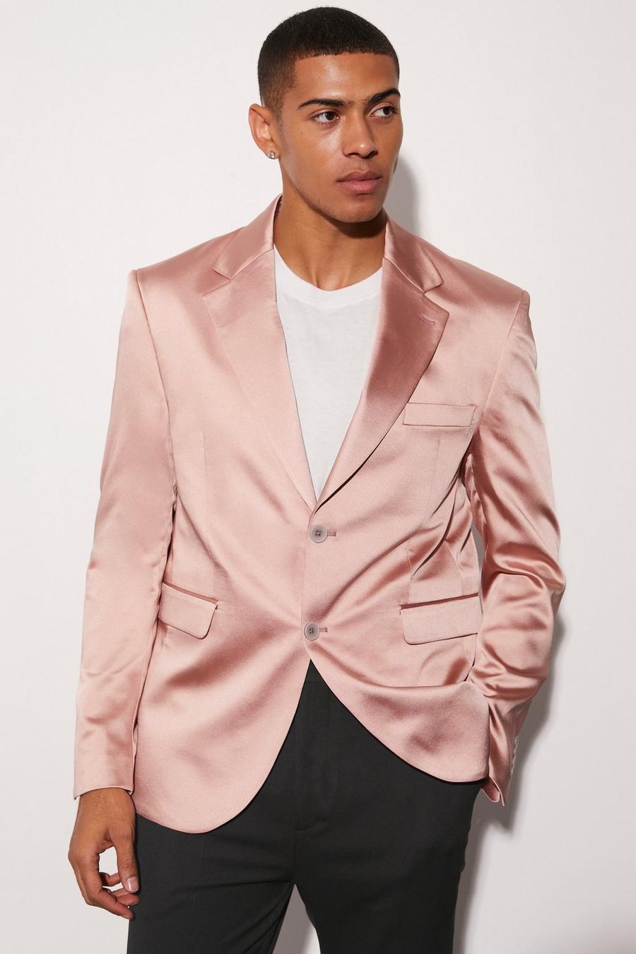 Kastiger Oversize Satin-Blazer, Light pink image number 1