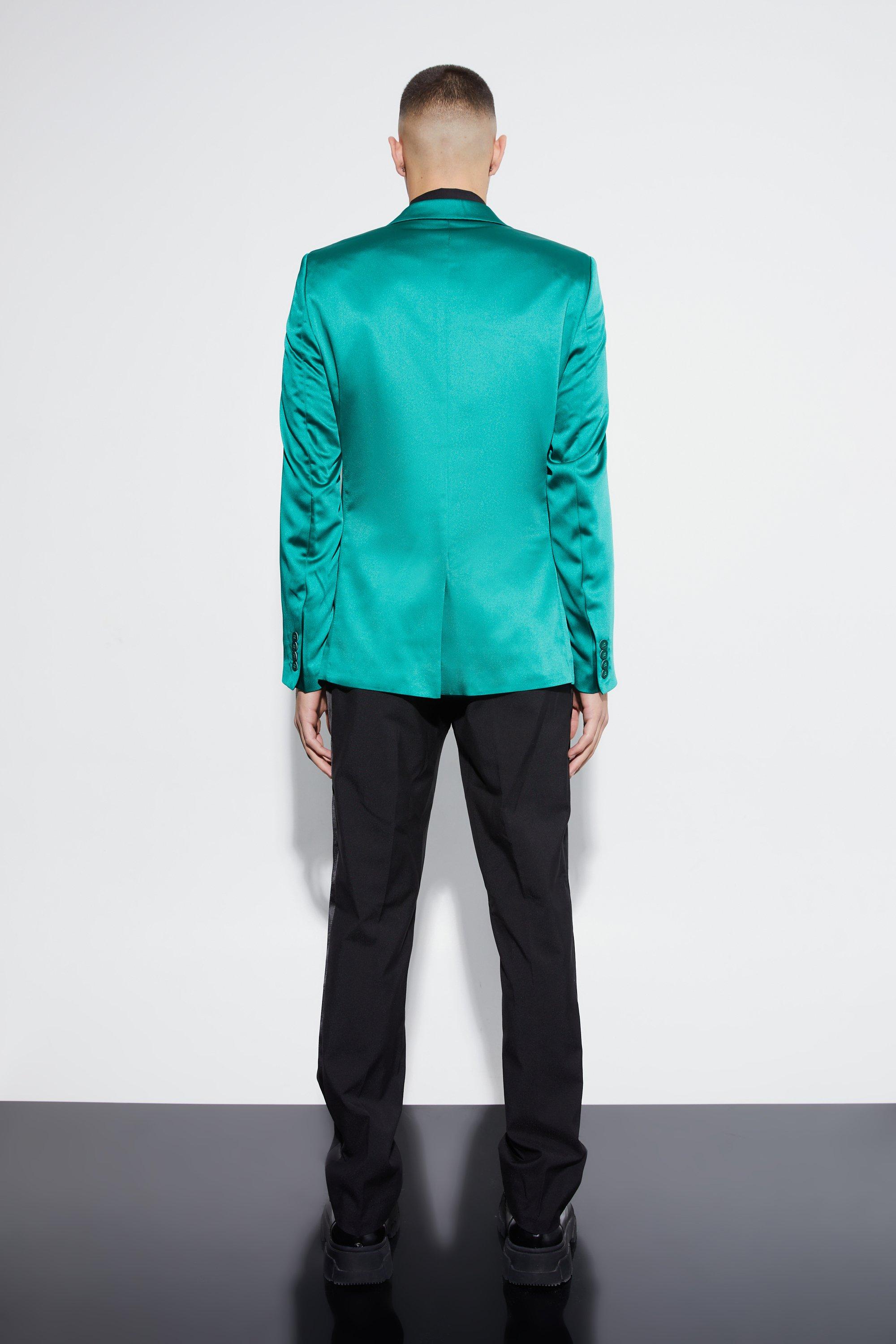 Non-Stretch Casual V-Neck Blazer, Suit Jacket, Men's Solid Slim Fit Dark Green Blazer,Temu