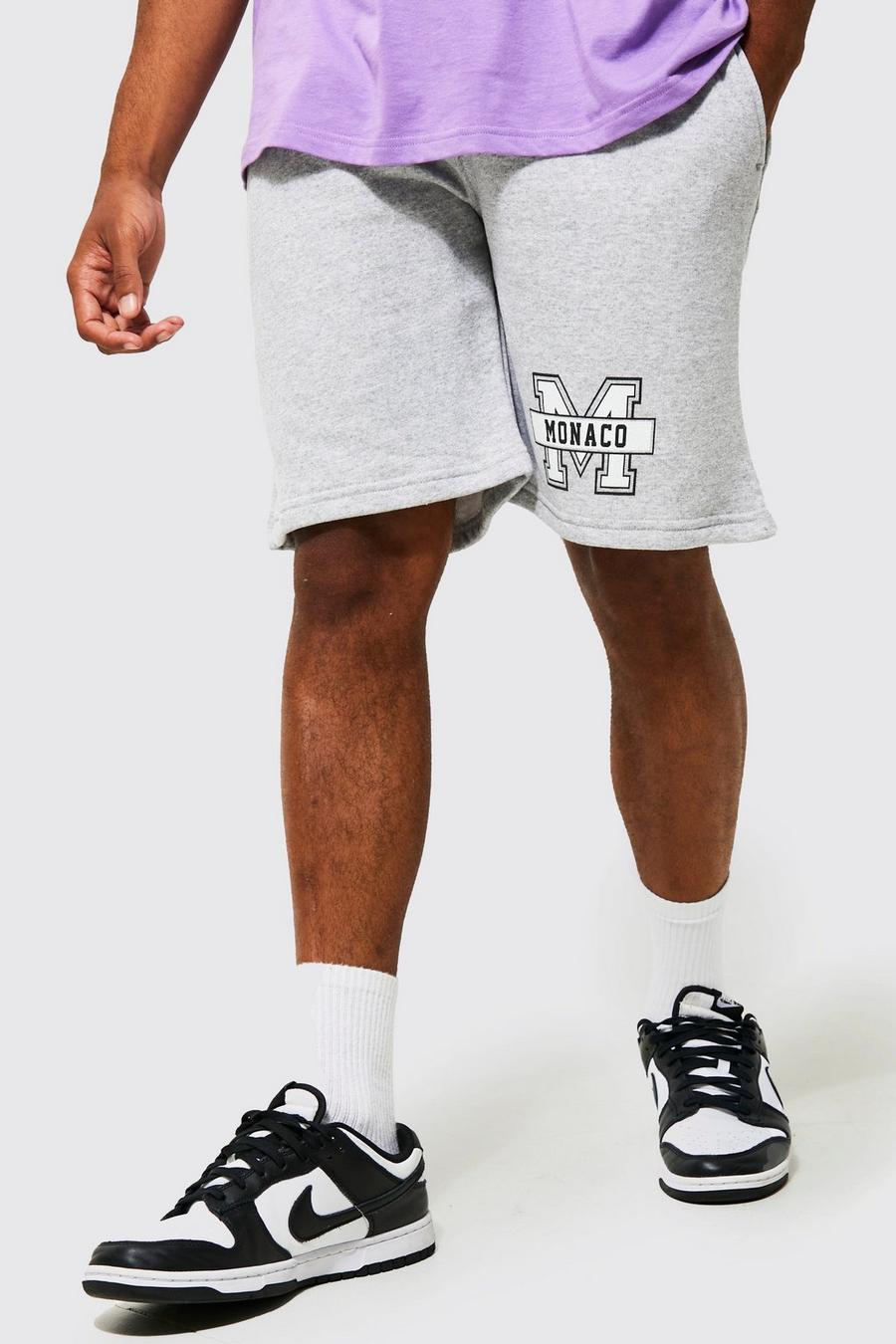 Grey marl Slim Fit Monaco Graphic Jersey Shorts image number 1