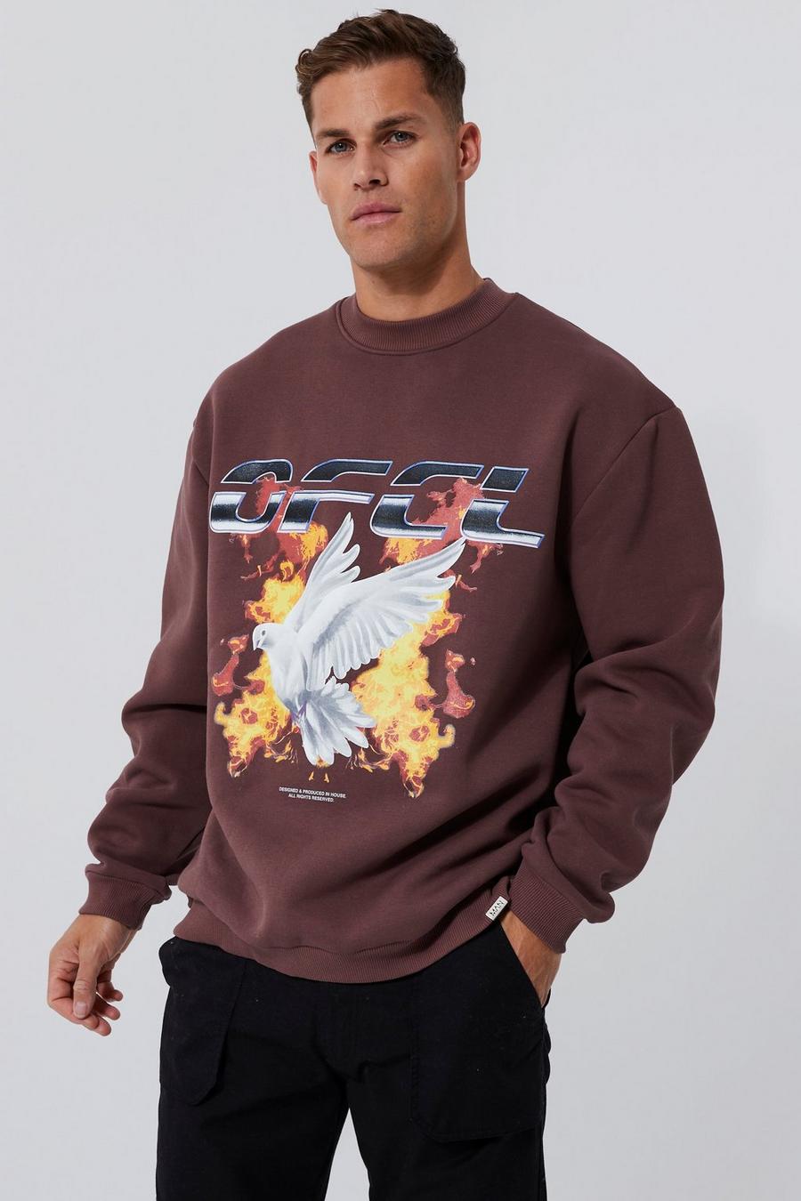Brown marrone Tall Oversized Extended Neck Dove Sweatshirt image number 1
