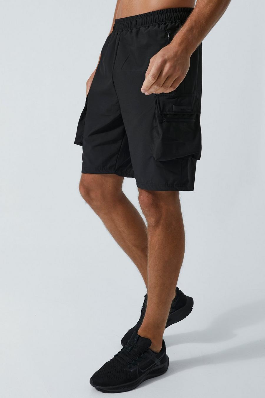 Tall Man Active Cargo-Shorts, Black schwarz