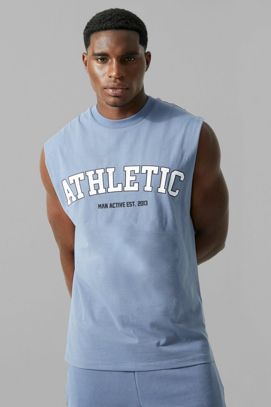 Dusty blue Man Active Fitness Athletic Tank Top image number 1