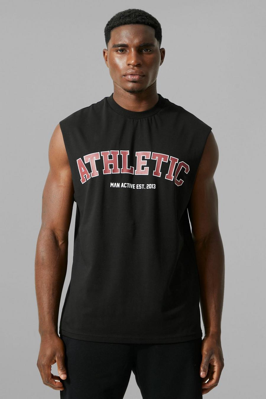 Man Active Gym Athletic Tanktop, Black schwarz
