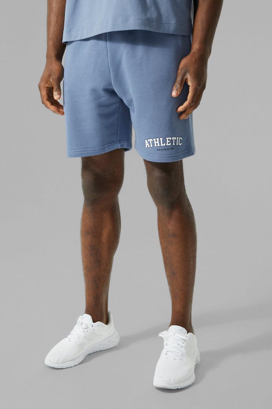 Dusty blue Man Active Gym Athletic Shorts
