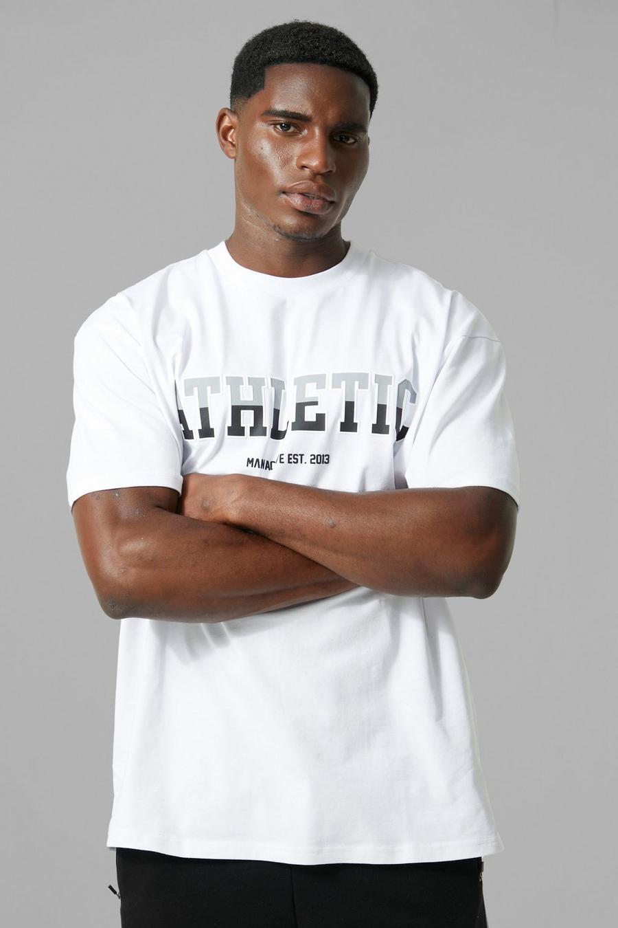 Man Active Gym Oversize T-Shirt mit Athletic Print, White