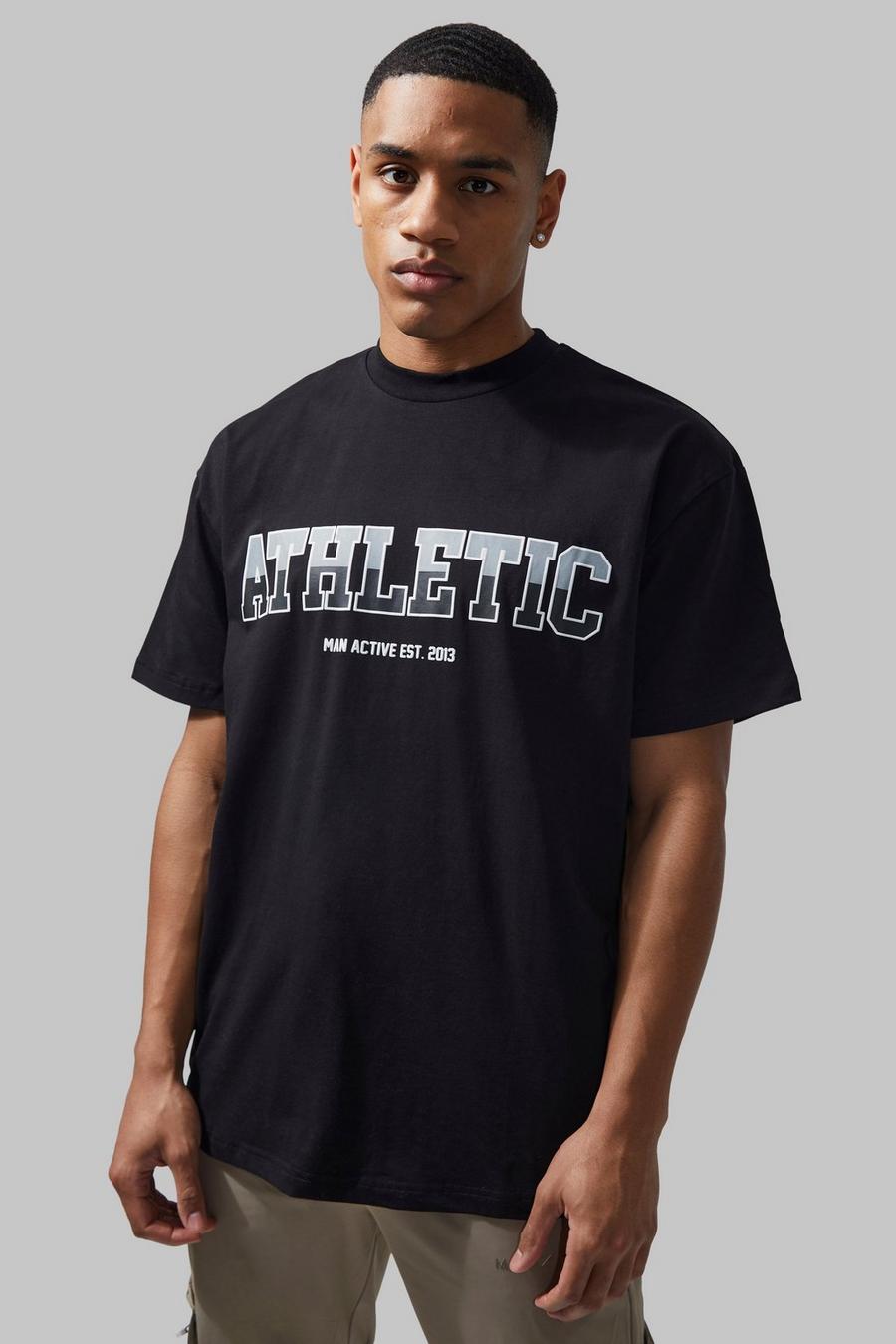 Man Active Gym Oversize T-Shirt mit Athletic Print, Black schwarz