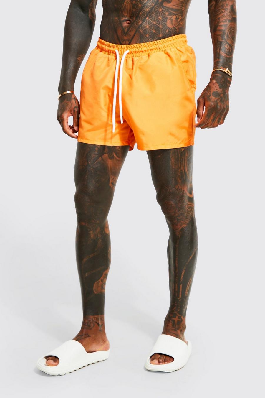 Orange Short Length Piping Swim Shorts  image number 1