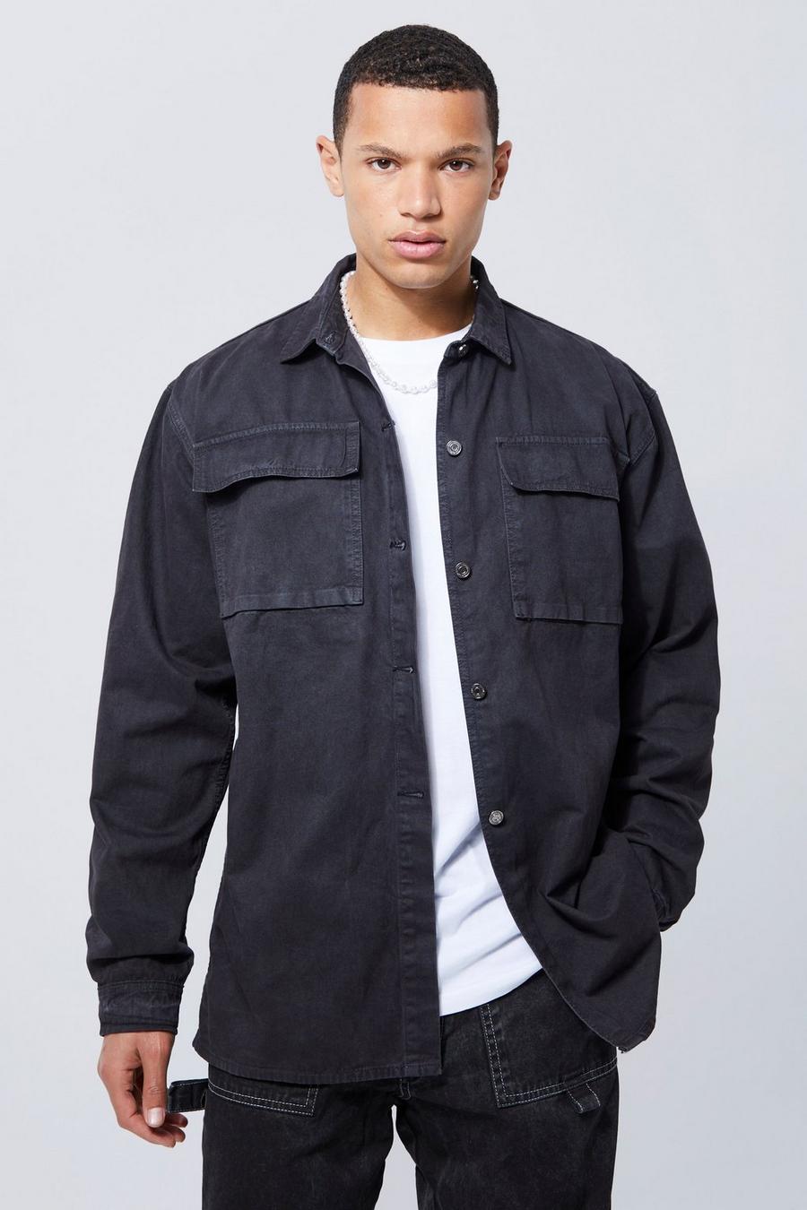 Charcoal gris Tall Heavyweight Overdyed Denim Shirt image number 1