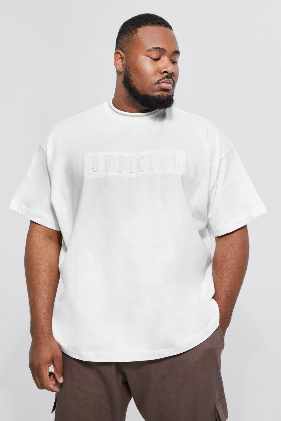 Ecru Plus Oversized Official Debossed T-shirt image number 1